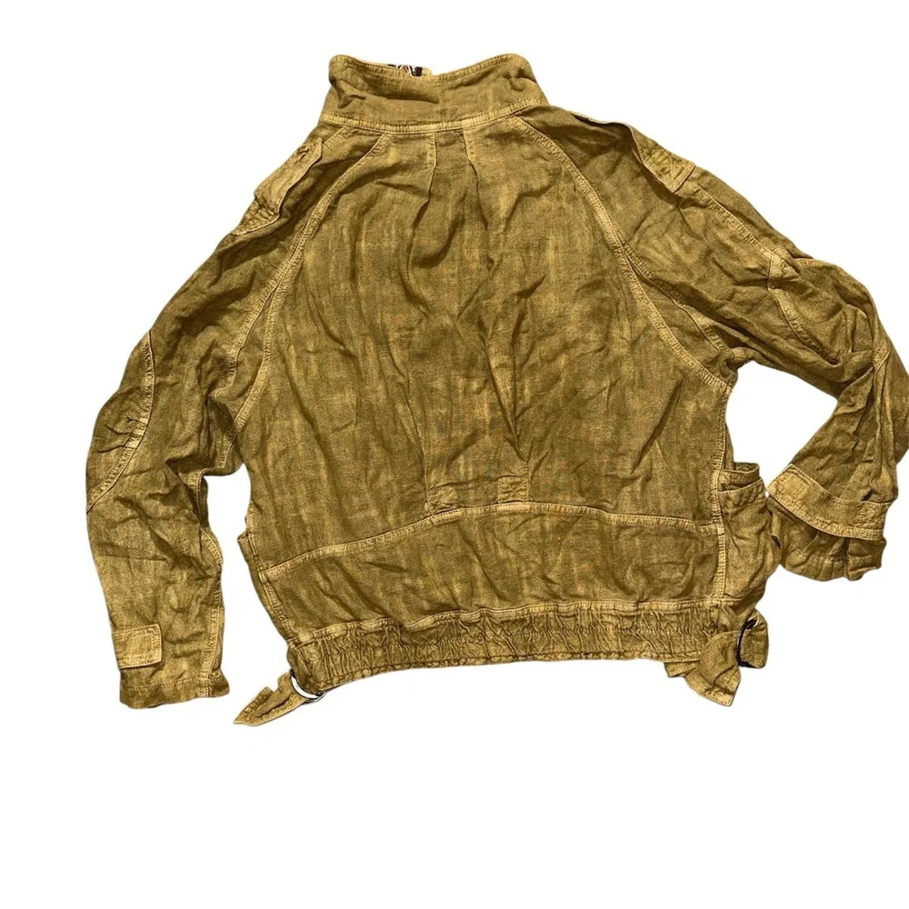 Free People Tan Utility Jacket with Patterned Trim - Picture 5 of 8